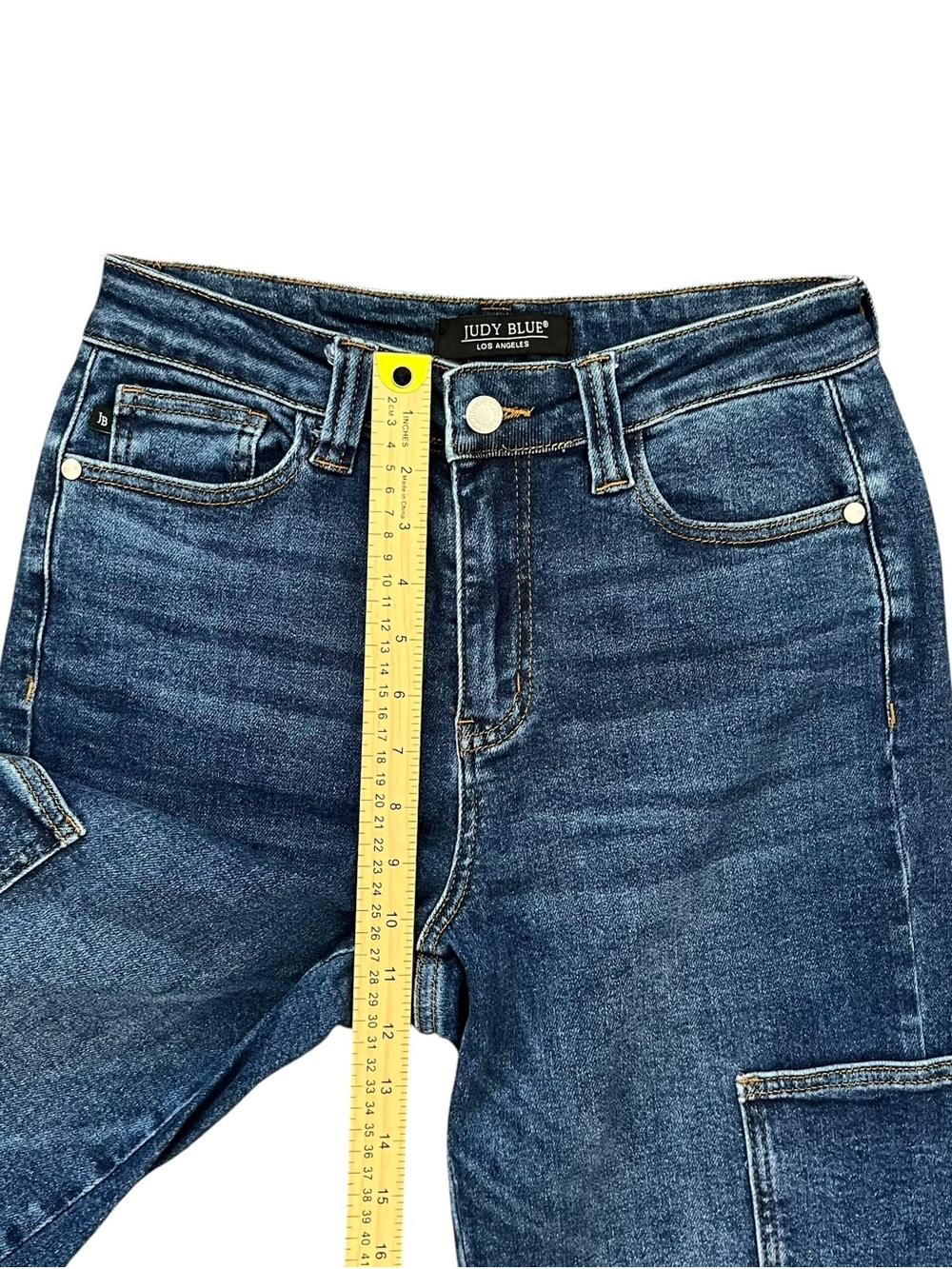 Judy Blue High Rise Wide Leg Cargo Pocket Jeans Dark Wash Size 5/27 - Picture 8 of 12
